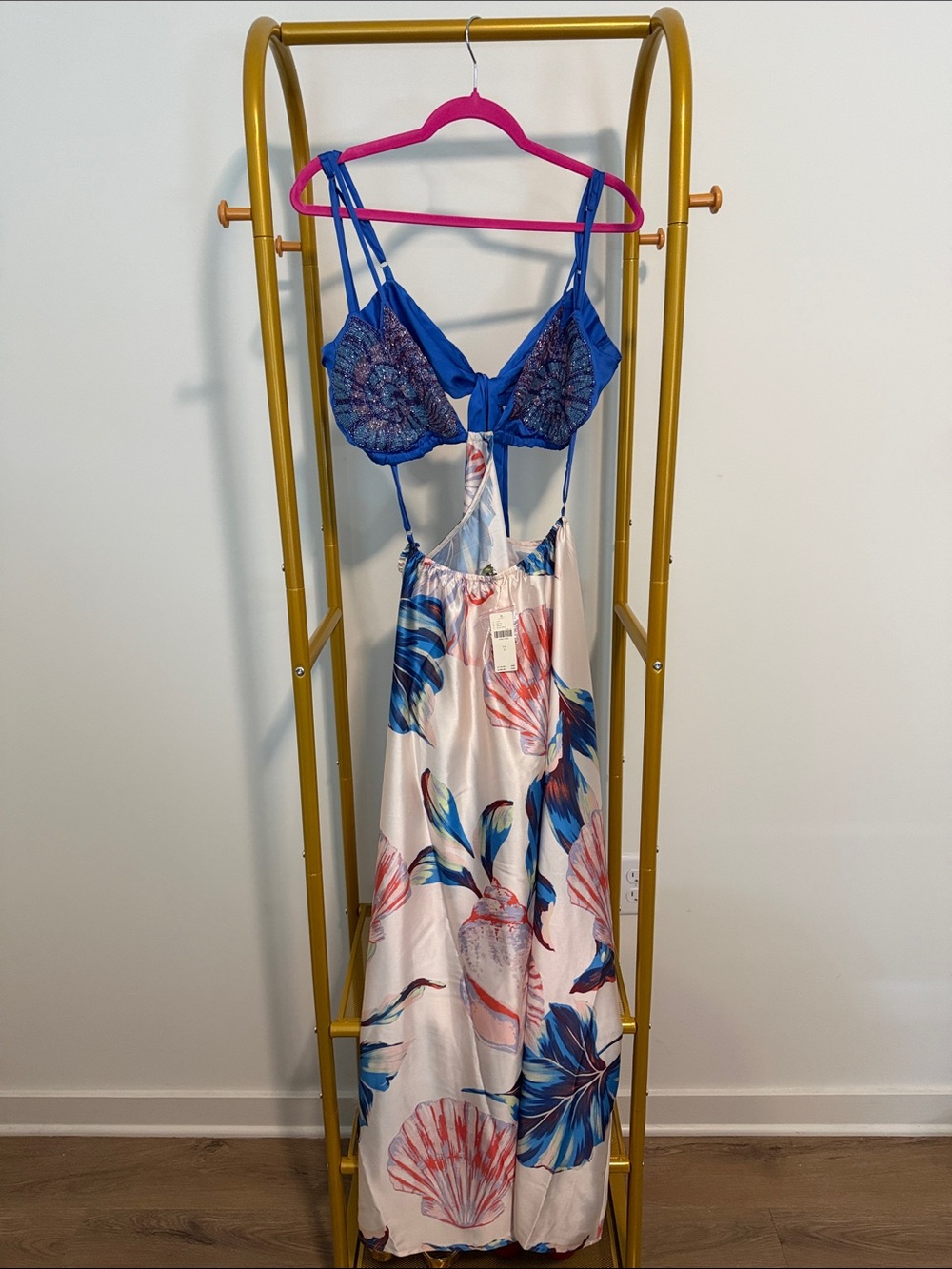 Anthropologie Blue Floral Sequin Top Women's Dress